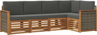 vidaXL Conjunto De Sof&aacute;s De Exterior 4 Uds. Natural Y Antracita Vidaxl