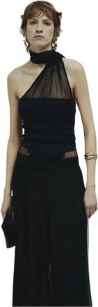 Erika Cavallini Semi Couture Elastische Viscose Top - Dames - Tops zonder mouwen - Zwart - M - Tops