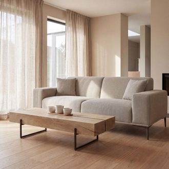Maisons du monde Mesa de centro de roble macizo y acero negro de 148 cm