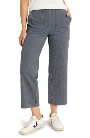 Nic+Zoe All Day Stripe Crop Wide Leg Pull-On Jeans in Blue Multi at Nordstrom Rack, Size 26