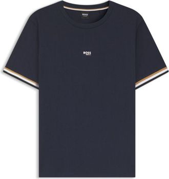 BOSS Cotton-blend T-shirt with logo and signature stripes