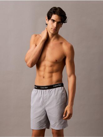 Calvin Klein Mens Logo Waistband Swim Shorts - Grey - 2XL