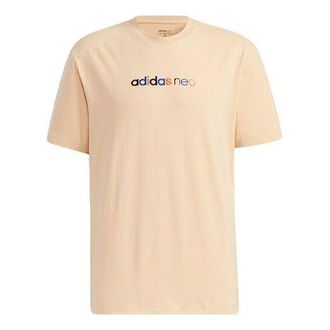 adidas neo M Ss May Tee 2 Logo Embroidery Knit Sports Male Yellow GP4828
