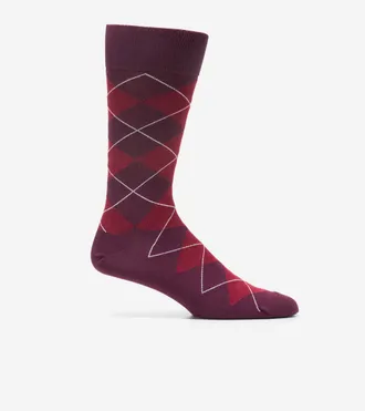 Cole Haan Mens Classic Argyle Dress Crew Socks - Red