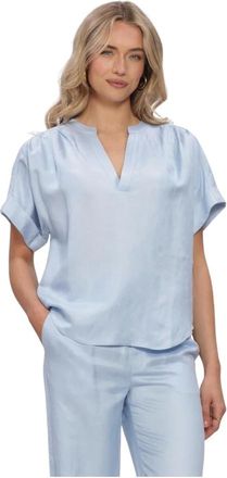 Minus Dames, Blouses & Shirts, Blauw, Maat: S Linnen
