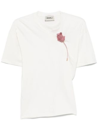 Seen Users T-shirt asimmetrica - Bianco