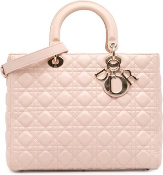 Dior Pre-owned Womens Lady Top Handle Quilted Bag - Peach Leather - One Size