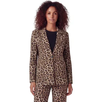 Lords of Harlech Leopard Womens Tailored Blazer in Leopard Brown at Nordstrom, Size 10
