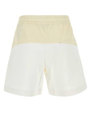 Herno Womens Two-Tone Stretch Cotton Blend And Nylon Shorts Bianco