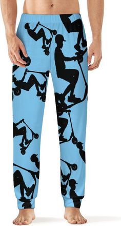 Generic Scooter Move-stunt Scooter Mens Pajamas Soft Sleep Pants Sleepwear Casual Sweatpants for Home L