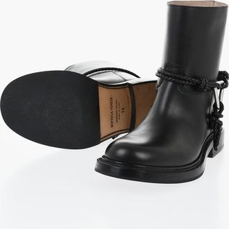 Bottega Veneta Stivaletti Biker in Pelle con Cinturino Intrecciato Bottega Veneta