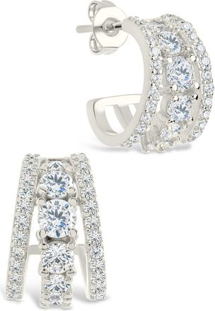 Sterling Forever Yasmina CZ Hoop Earrings