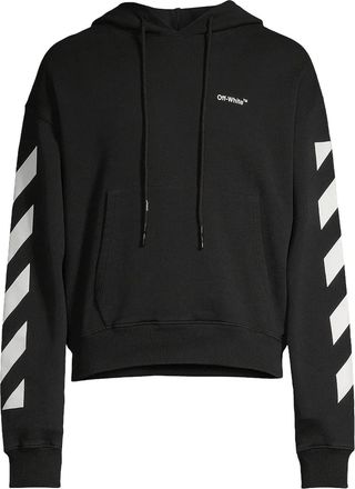 Off-white Hoodie met diagonale strepen en logo - Zwart