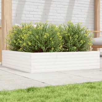 Berkfield Home Garden Planter White 100x100x23 cm Solid Wood Pine | Size: 100 x 100 x 23 cm