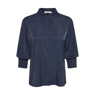 Cream Feminine Shirt with Smock Cuffs - female - Cream - Shirts - Blue - 3XL - Blouses & Shirts