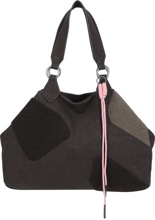 Fritzi Aus Preu&szlig;en Fritzi Izzy Medium Limited Happy Flocked Shopper Faux Leather Womens Handbag Festival City Vegan Flock Details Cord Pendant 29 x 42 x 15 cm - Brown - 