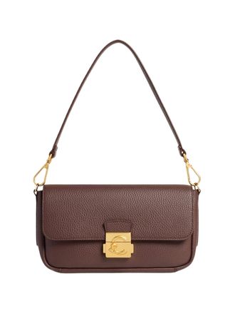 Coccinelle Textured Leather Medium Handbag With Gold-Tone Lock Detail
