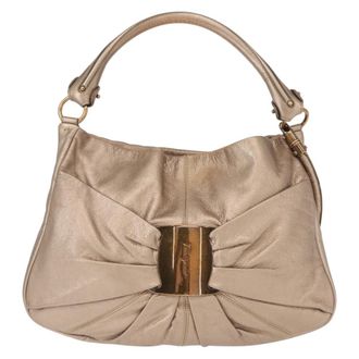 Ferragamo Miss Vara Hobo Leather Gold Leather Handbag (Pre-Owned)