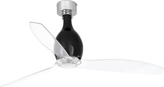 Netlighting Mini Medium Ceiling Fan Clear Black Gloss Optional LED Light Sold Separately