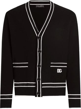 Dolce & Gabbana Cardigan in piqu&eacute; di cotone - Nero