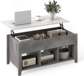 Costway Lift Up Coffee Table Rising Center Table Accent Table w/ Lift Top-Grey