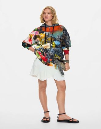 Desigual Felpa in 100% cotone multicolore con stampa