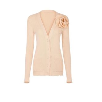 Sonia Rykiel Truien & Vesten, Dames, Beige, S, Brushed Striped Cardigan