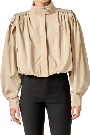 English Factory Womens Shirred Trench Short Coat In Beige
