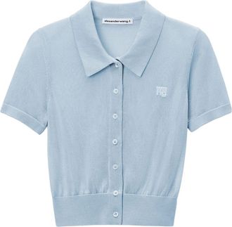 Alexander Wang Cardigan stile polo con ricamo logo - Blu