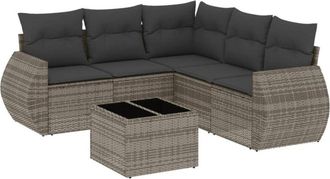 vidaXL Vidaxl - Set De Muebles De Jard&iacute;n 6 Pzas Y Cojines Rat&aacute;n Sint&eacute;tico Gris
