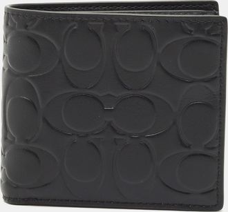 Coach Black Signature Embossed Leather Bifold Wallet