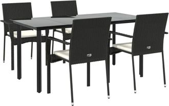 vidaXL Vidaxl - Set De Muebles Jard&iacute;n 5 Pzas Con Cojines Rat&aacute;n Sint&eacute;tico Negro