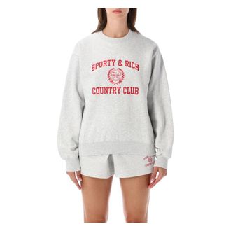 Sporty & Rich Varsity Crew Neck - Dames - Sweatshirts - Grijs - S - Katoen - Hoodies & sweatvesten