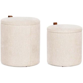 Decorspace Pouf Katia contenitore struttura in MDF rivestimento in poliestere per interno set da 2 -Naturale
