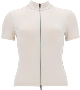 Alexander Wang White Solid Mock Collar Top