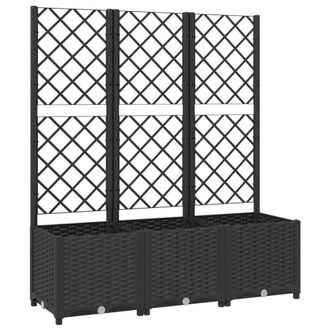 Berkfield Home Garden Planter with Trellis Black 120x40x136 cm PP | Size: 120 x 40 x 136 cm