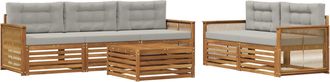 vidaXL Conjunto De Sof&aacute;s De Exterior 6 Uds. Natural Y Gris Claro Vidaxl