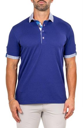Maceoo Newton Marthyr0025 Blue Button-Down Piqu&eacute; Polo at Nordstrom, Size 8
