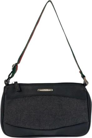 Gucci Pre-owned Shoulder Bags, female, Black, Size: ONE SIZE Pre-owned Sherry Line Canvas/Leather Handbag