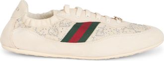 Gucci Womens Sneakers Shift Gg Crystal Beige Calf Skin Trainers