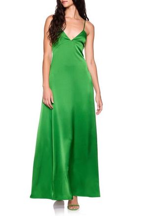 Susana Monaco Satin Slipdress in Shamrock at Nordstrom, Size 12