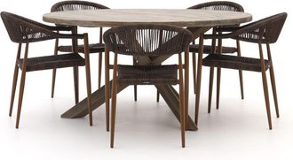 Manifesto Furniture Manifesto Belpasso/ROUGH-Y &oslash;150cm dining tuinset 6-delig stapelbaar