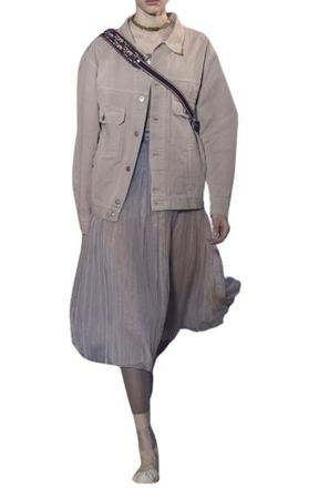 Dior Runway Blush Embroidered Denim Jacket Size M