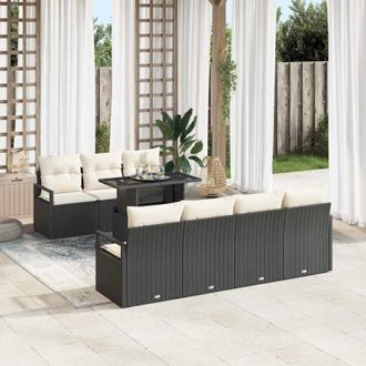 vidaXL Vidaxl - Conjunto De Sof&aacute; De Jard&iacute;n 8 Pcs Negro Y Crema 100 X 55 X 73 Cm