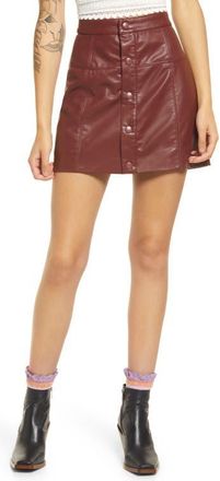Free People Maisie Button Front Faux Leather Miniskirt in Double Dare at Nordstrom, Size 10