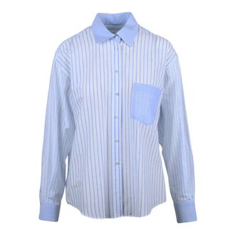 Xacus Overhemden, Dames, Blauw, L, Katoen, Camicia Ampia Garzata