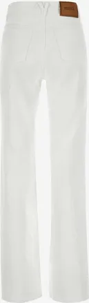 Versace Womens Cotton Denim Jeans With Leather Accents White