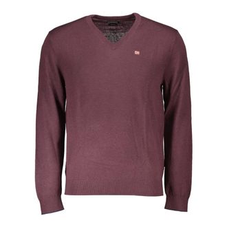 Napapijri V-neck Knitwear, male, Red, Size: XS Clothing