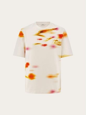Ferragamo Womens Off White Printed Cotton Sweater