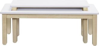 Miliboo Miliboo - Tavolino basso scandinavo con banco integrato bianco e legno chiaro cybel